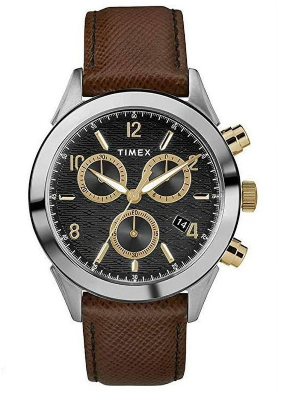Timex Brown Leather Strap Men's Chronograph with Black Dial